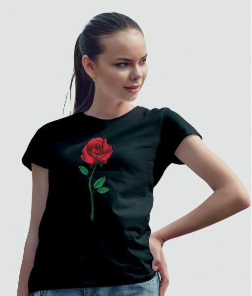 Дамска тениска с щампа Арт Red rose
